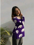 IrisVastram Purple Ladies Printed Cotton Short Kurti